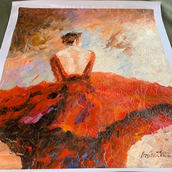 Beautiful woman original oil painting. Painting 21 x 24.5. Canvas 23.25 x 27 - Picture 1 of 8